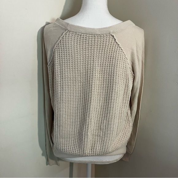 5/$20 MUDD cream/tan 100% cotton knit sweater L - Picture 8 of 9